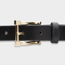 Load image into Gallery viewer, The Black Millington Belt with White Bronze