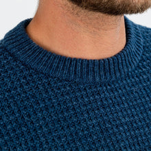 Load image into Gallery viewer, The Dark Blue Heather Britton Color Block Crew Neck Sweater