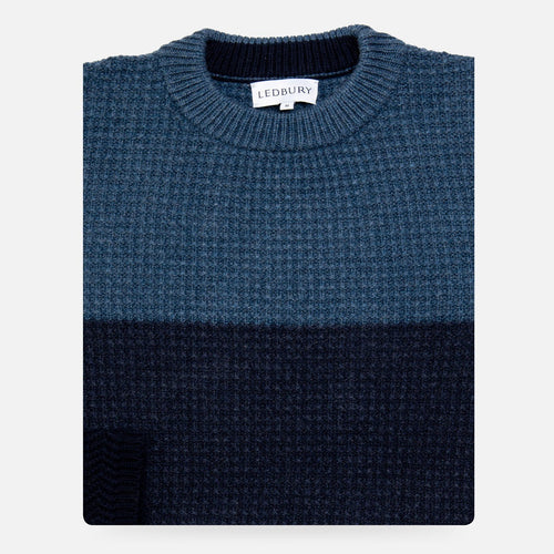 The Dark Blue Heather Britton Color Block Crew Neck Sweater