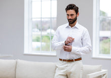 Load image into Gallery viewer, The White Fine Twill Mid-Spread Dress Shirt Dress Shirt- Ledbury