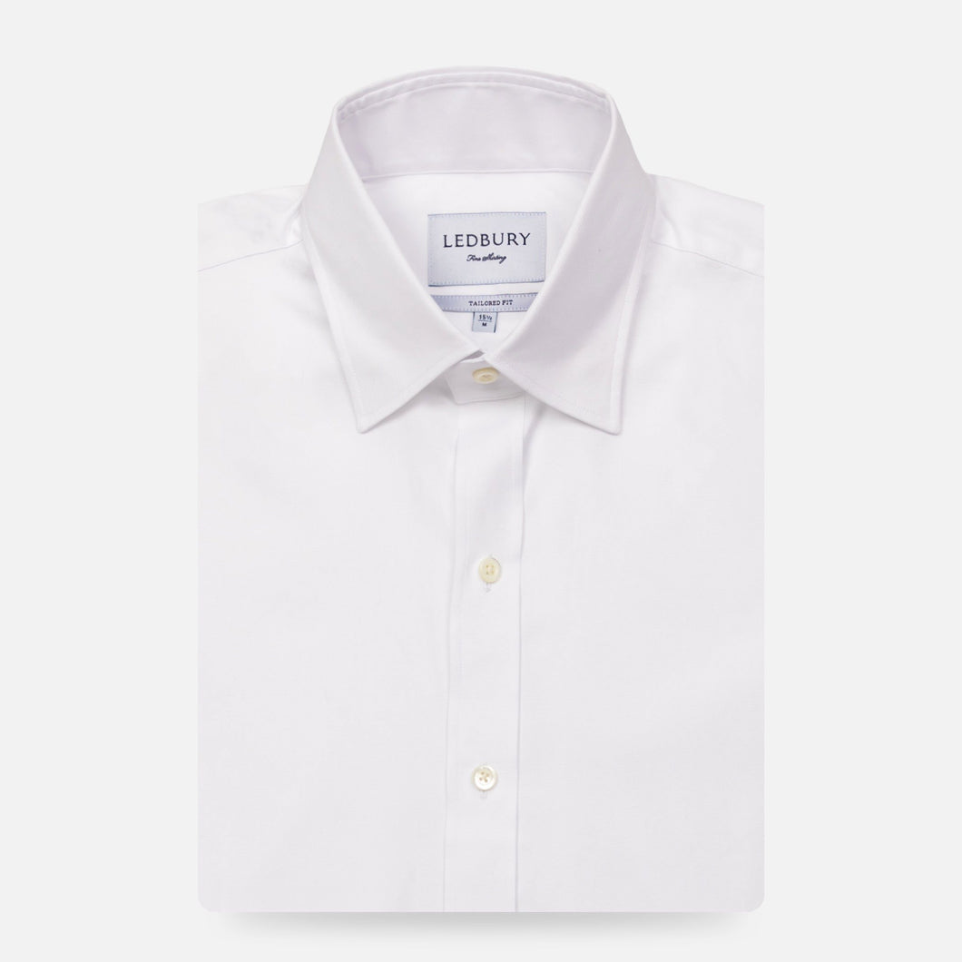 The White Draper Hidden-Button Dress Shirt Dress Shirt- Ledbury