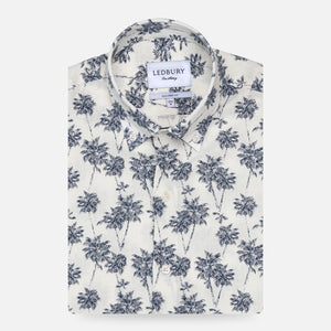 The Navy Short Sleeve Bennett Palm Print Casual Shirt