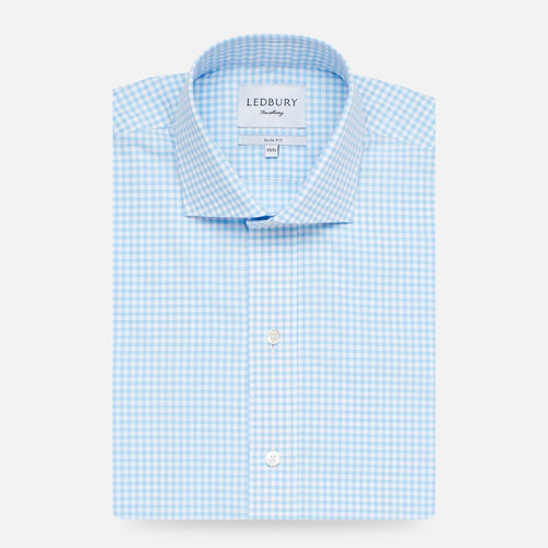 The Pool Blue Kirby Gingham Dress Shirt Dress Shirt- Ledbury