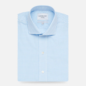 The Pool Blue Kirby Gingham Dress Shirt Dress Shirt- Ledbury