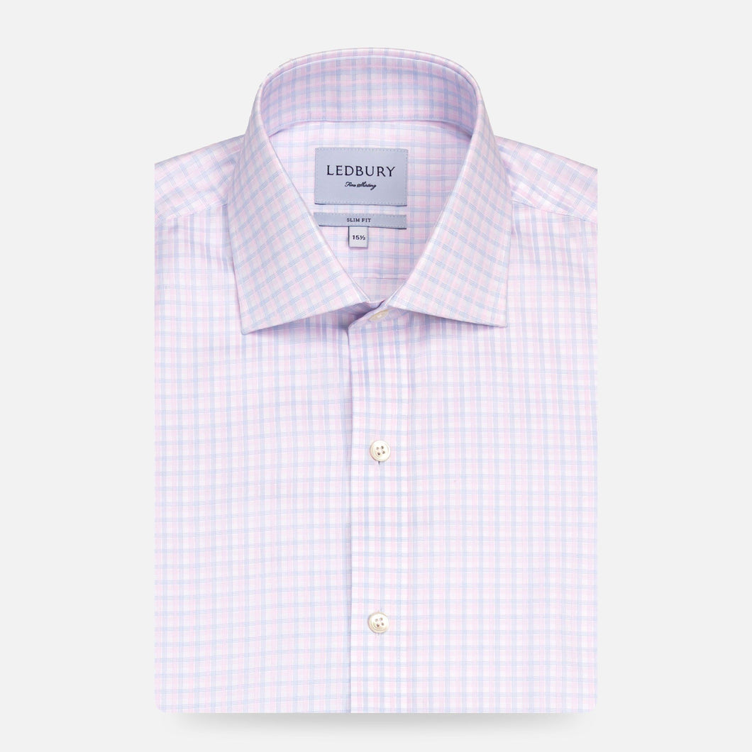 The Pink Cloverly Check Dress Shirt Dress Shirt- Ledbury