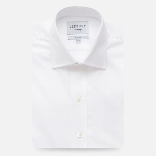 The White Fine Twill Mid-Spread Dress Shirt Dress Shirt- Ledbury