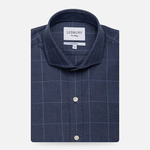 The Dark Blue Arjun Windowpane Dress Shirt