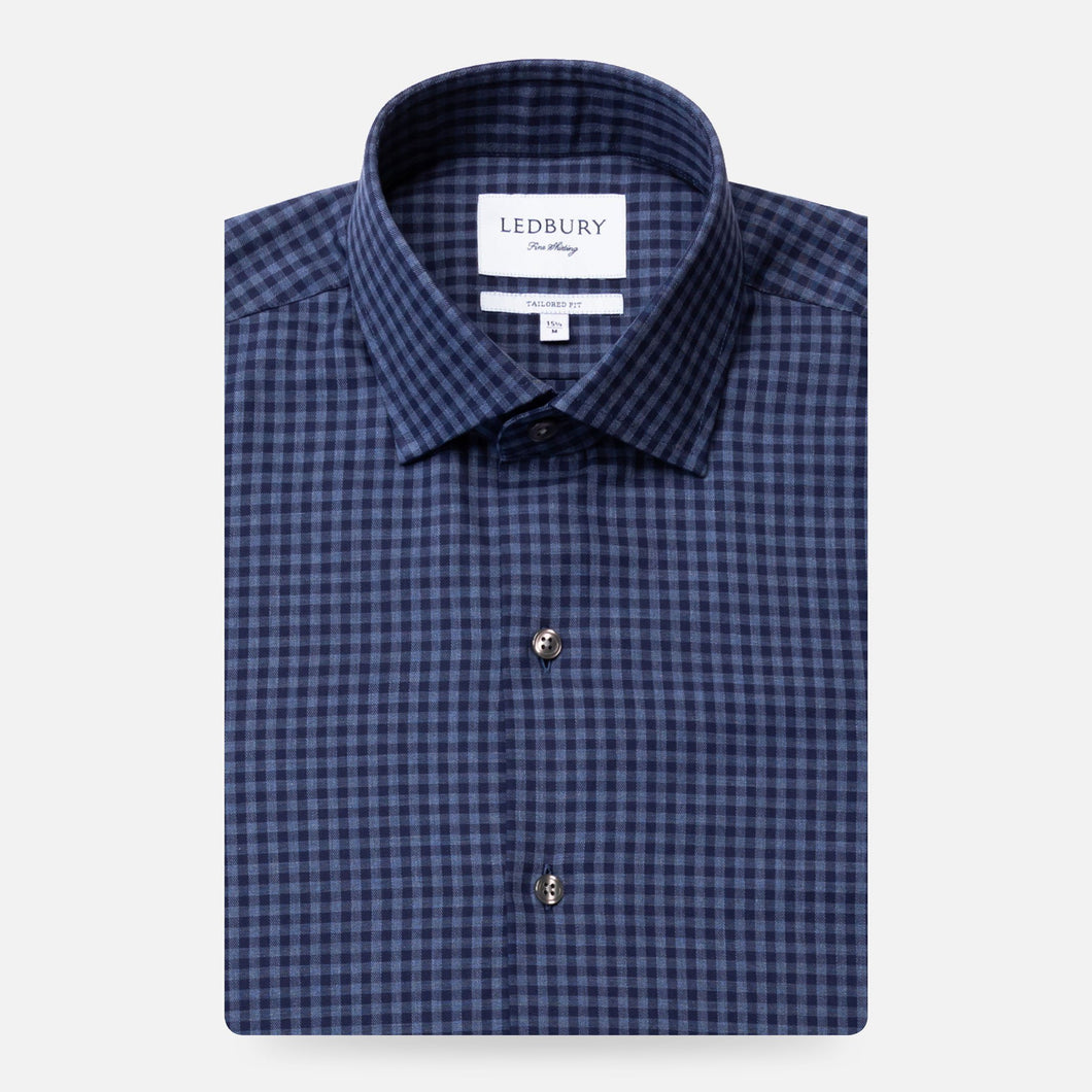 The Dark Blue Heather Crosswell Brushed Gingham Casual Shirt
