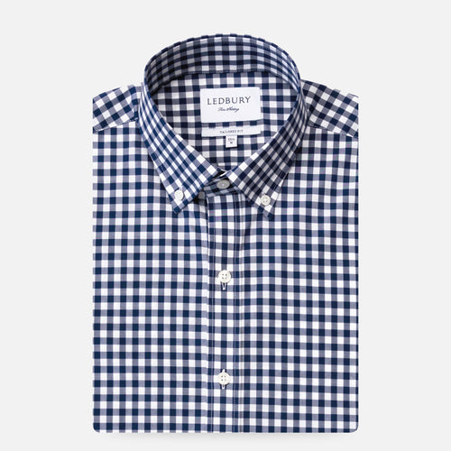 The Navy Denman Gingham Casual Shirt Casual Shirt- Ledbury