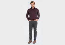Load image into Gallery viewer, The Burgundy Heather Emmons Stripe V-Neck Sweater
