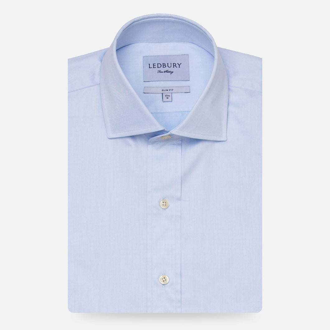 The Blue Fine Twill Spread Dress Shirt Dress Shirt- Ledbury