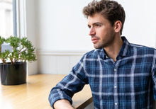 Load image into Gallery viewer, The Dark Blue Medlin Linen Plaid Casual Shirt Casual Shirt- Ledbury