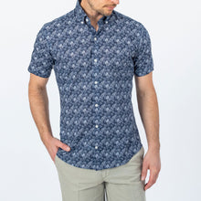 Load image into Gallery viewer, The Navy Short Sleeve Parke Printed Poplin Casual Shirt
